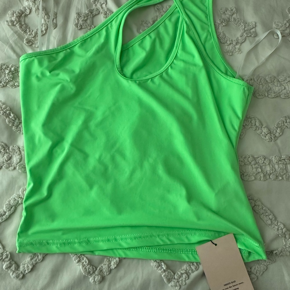 Neon Green One-Shoulder Top